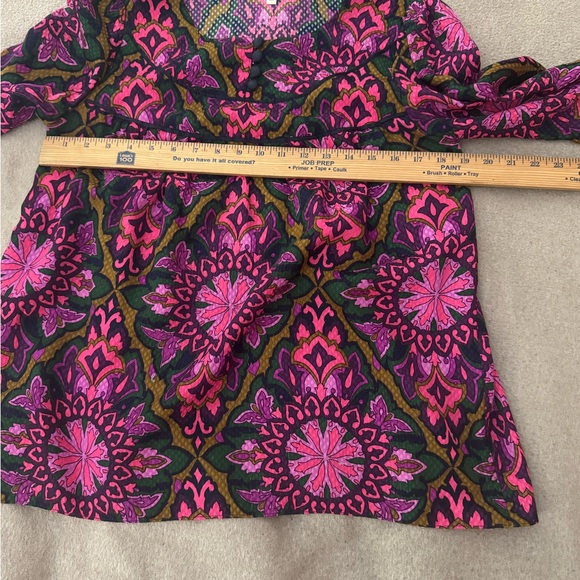 Milly Jewel Tones Multi Color Print Blouse Purple Silk Top Size 6 NWOT - Picture 6 of 9